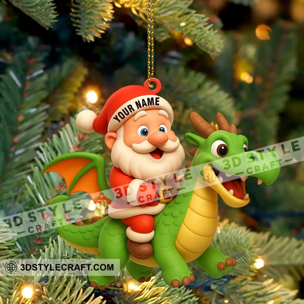 Santa And Fly Dragon Home Decor Christmas Ornament Personalized Ornament Ornament