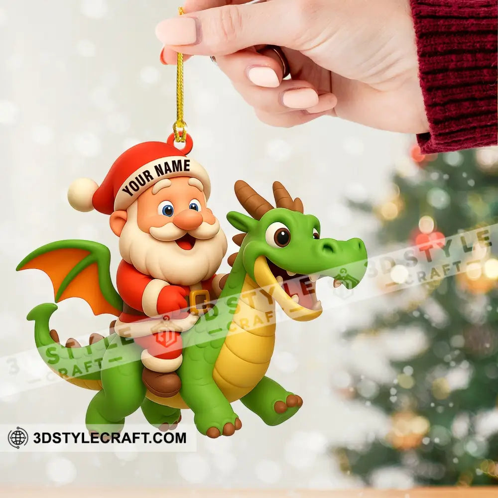 Santa And Fly Dragon Home Decor Christmas Ornament Personalized Ornament Ornament