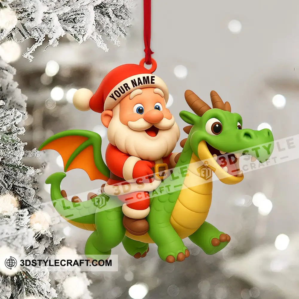Santa And Fly Dragon Home Decor Christmas Ornament Personalized Ornament Ornament
