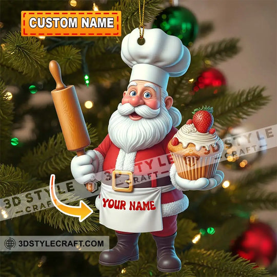 Santa Baker, Home Decor, Christmas Ornament, Personalized Ornament style option 1
