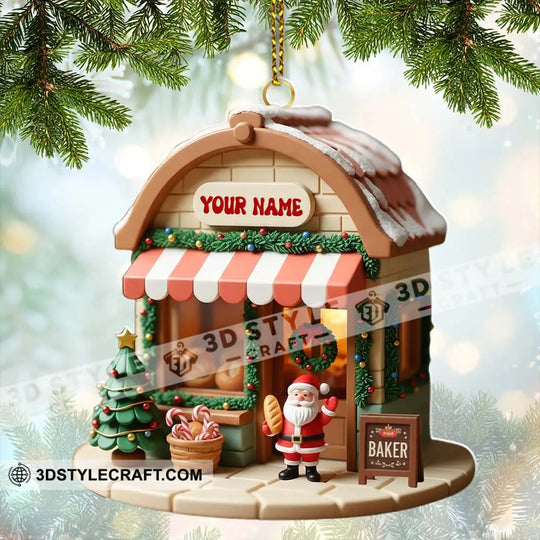 Santa Baker, Home Decor, Christmas Ornament, Personalized Ornament style option 4