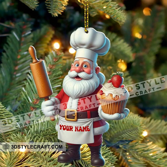 Santa Baker, Home Decor, Christmas Ornament, Personalized Ornament style option 4