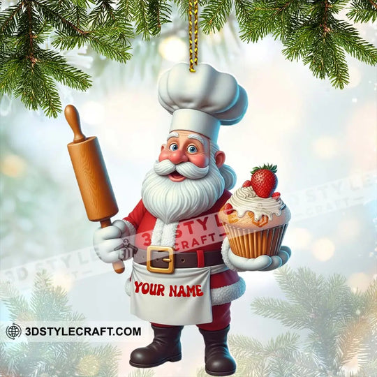 Santa Baker, Home Decor, Christmas Ornament, Personalized Ornament style option 2