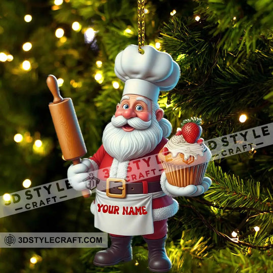 Santa Baker, Home Decor, Christmas Ornament, Personalized Ornament style option 3