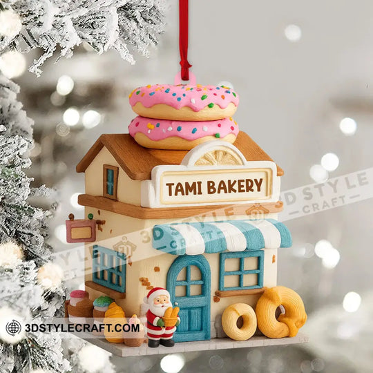 Santa Bakery Shop, Home Decor, Christmas Ornament, Personalized Ornament style option 4