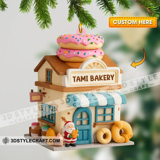 Santa Bakery Shop, Home Decor, Christmas Ornament, Personalized Ornament style option 1