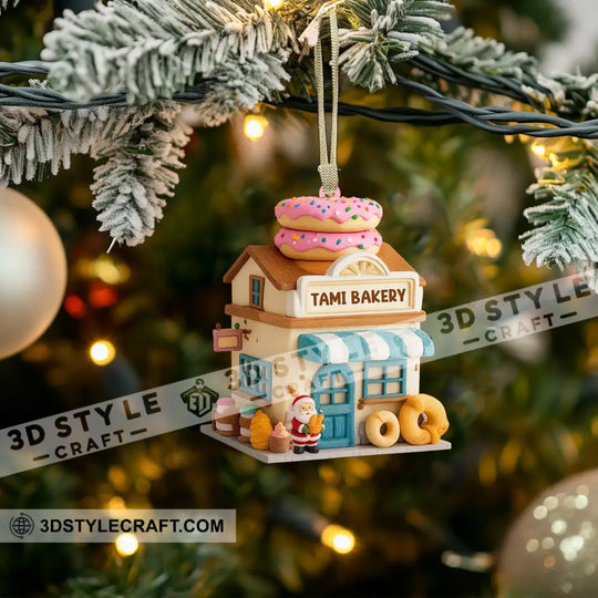 Santa Bakery Shop, Home Decor, Christmas Ornament, Personalized Ornament style option 3