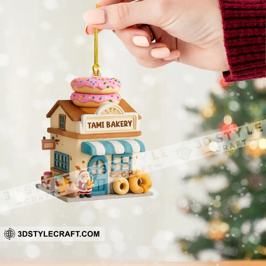 Santa Bakery Shop, Home Decor, Christmas Ornament, Personalized Ornament style option 2