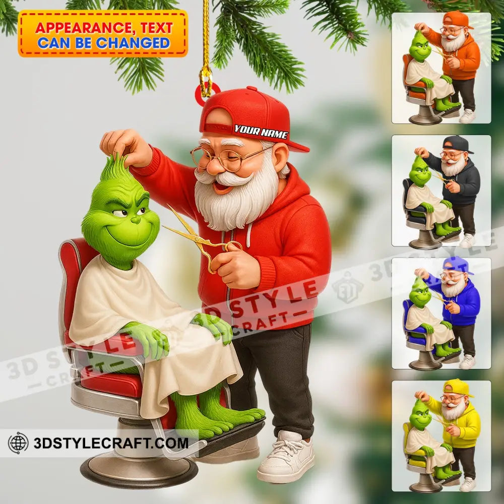 Santa Barber Christmas Home Decor Christmas Ornament Personalized Ornament 3.54’’ / 1 Ornament Ornament