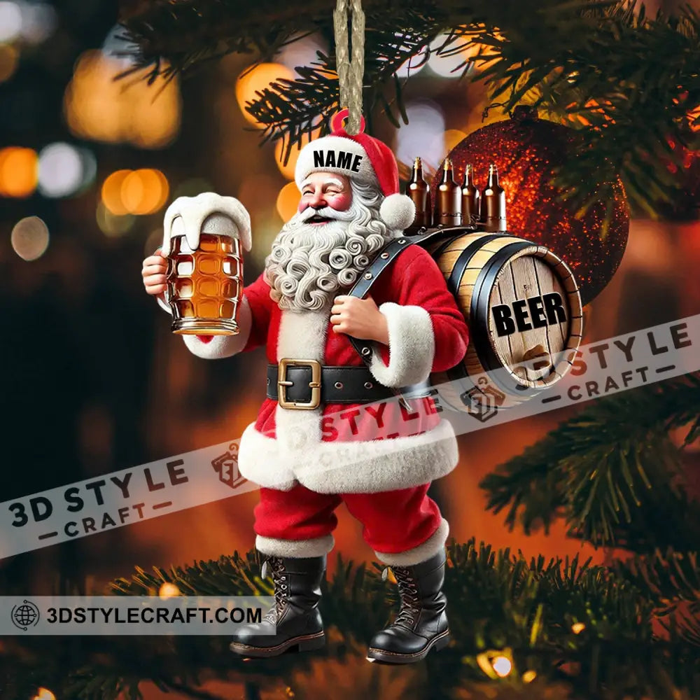 Santa Beer Home Decor Christmas Ornament Personalized Ornament 3.54’’ / 1 Ornament Ornament