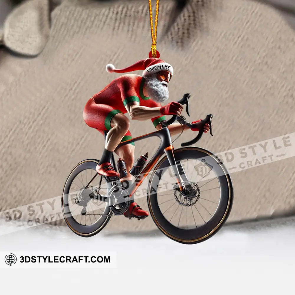 Santa Bicycle Racing Home Decor Christmas Ornament Personalized