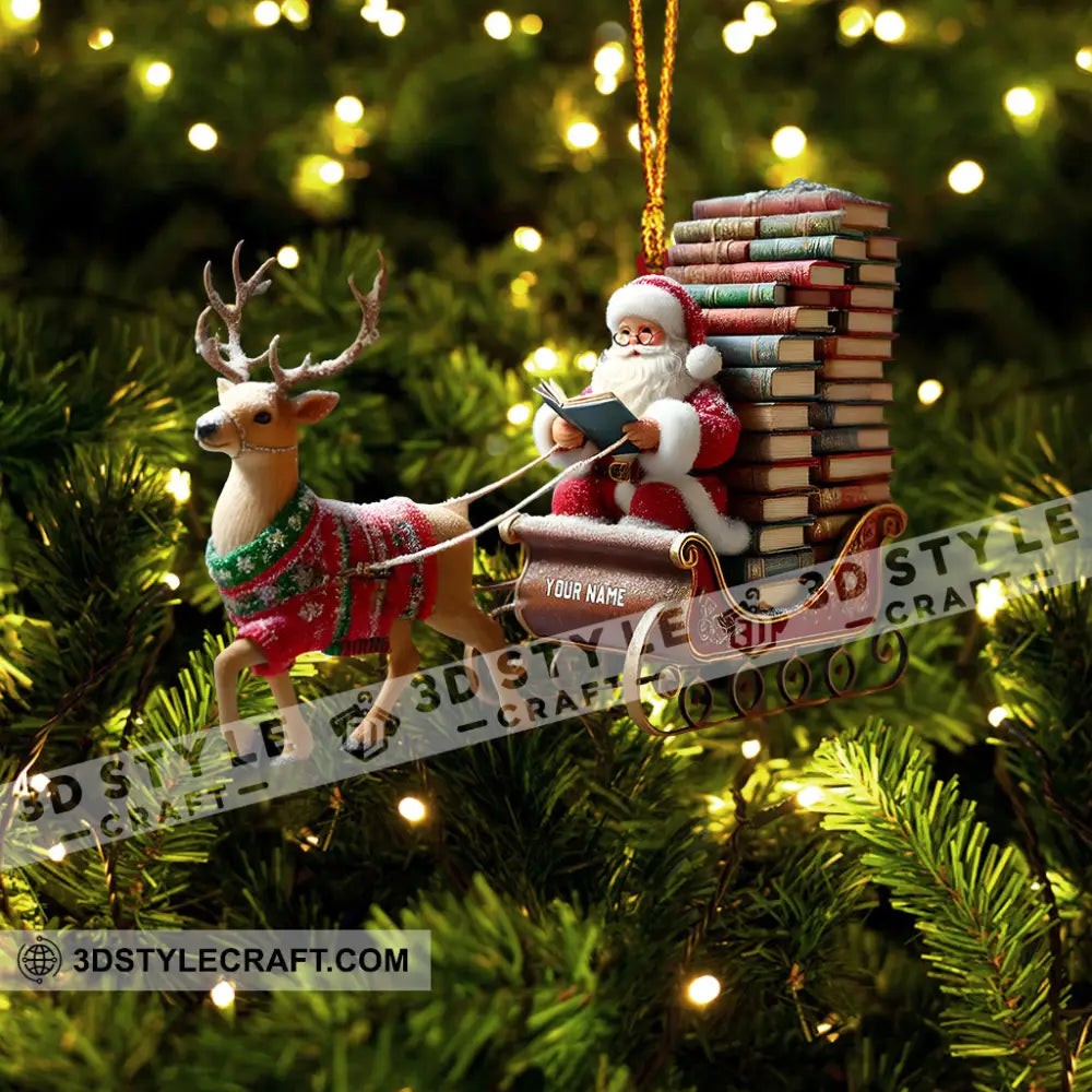 Santa Book Lover Home Decor Christmas Ornament Personalized