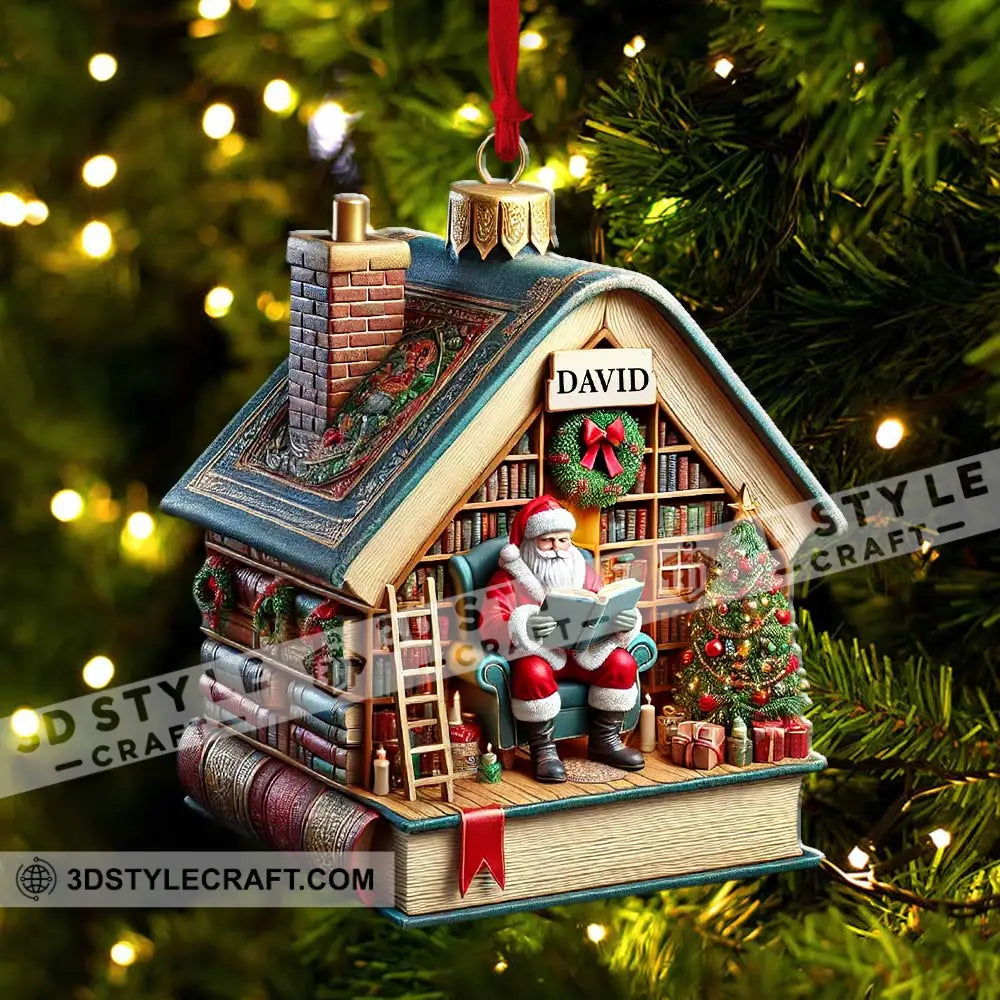 Santa Book Store Christmas Ornament Personalized