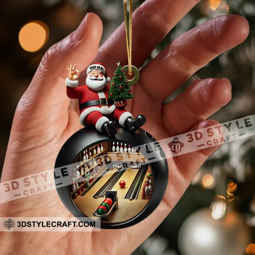 Santa Bowling Lover Christmas Home Decor Ornament Personalized