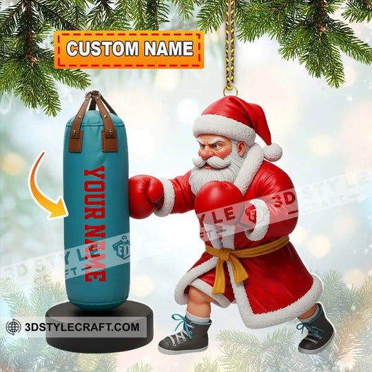 Santa Boxing, Home Decor, Christmas Ornament, Personalized Ornament style option 1