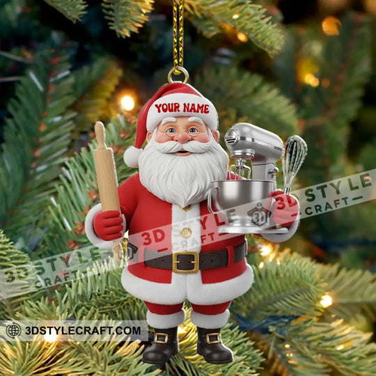 Santa Chef, Home Decor, Christmas Ornament, Personalized Ornament style option 4