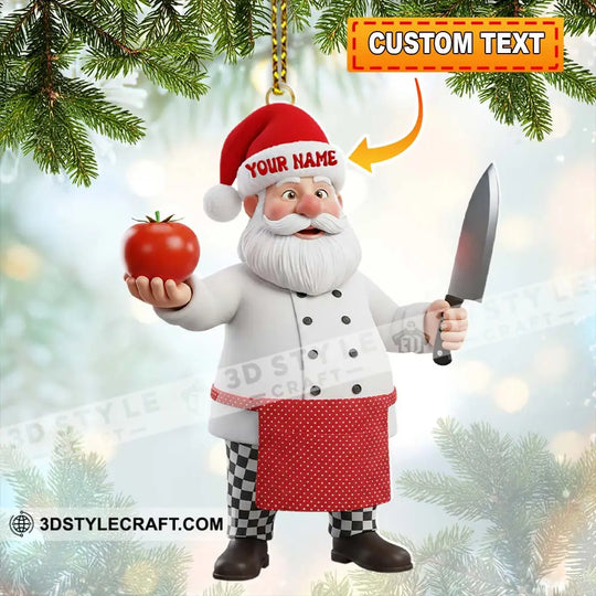 Santa Chef, Home Decor, Christmas Ornament, Personalized Ornament style option 1