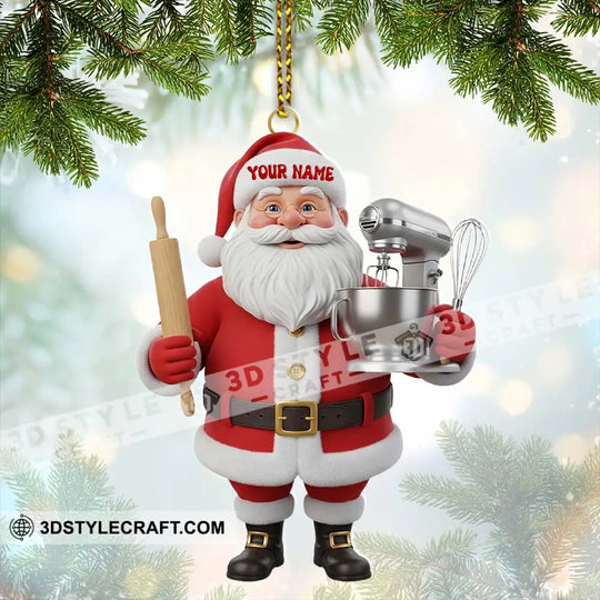 Santa Chef, Home Decor, Christmas Ornament, Personalized Ornament style option 2