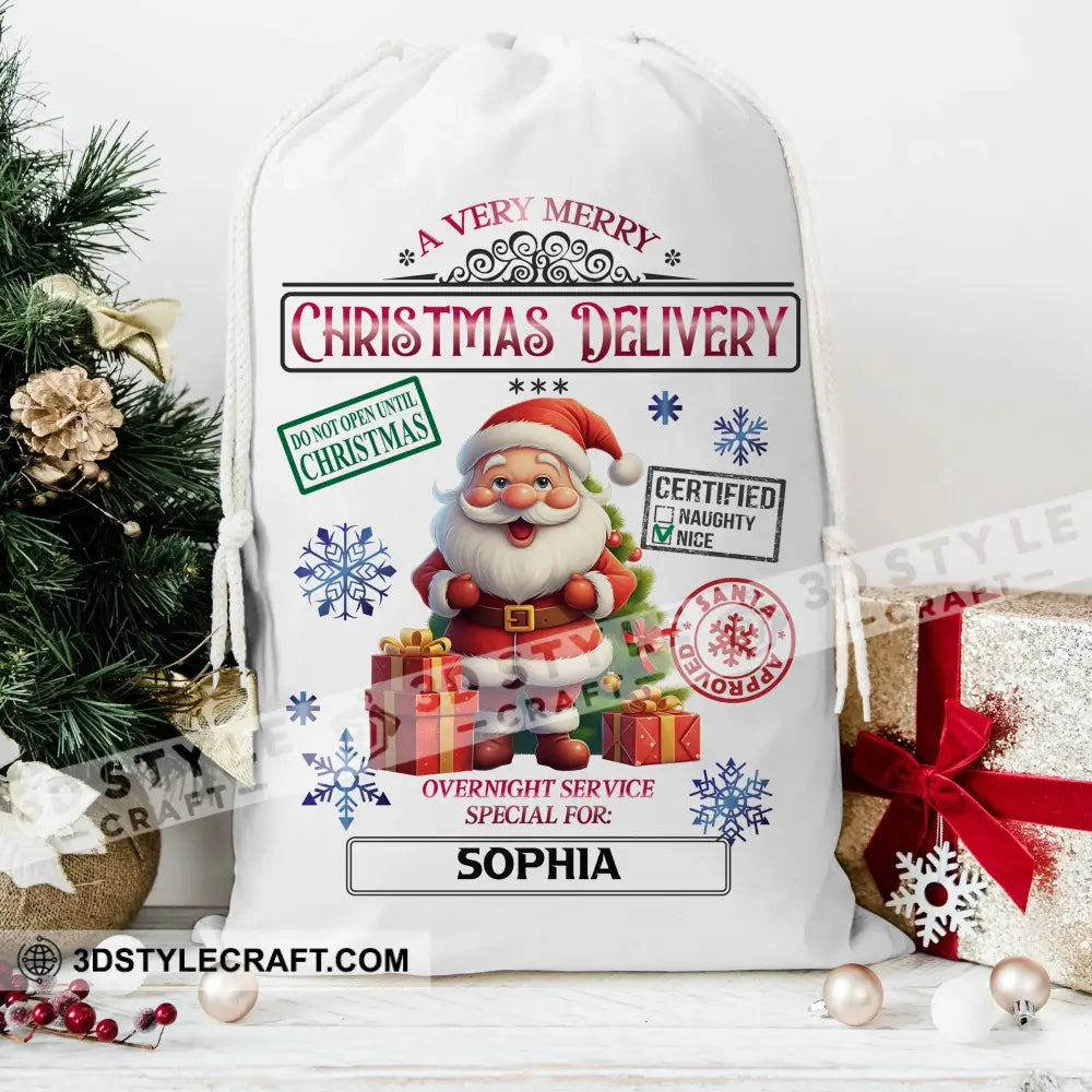 Santa Christmas Delivery Custom Name Personalized String Bag Gift