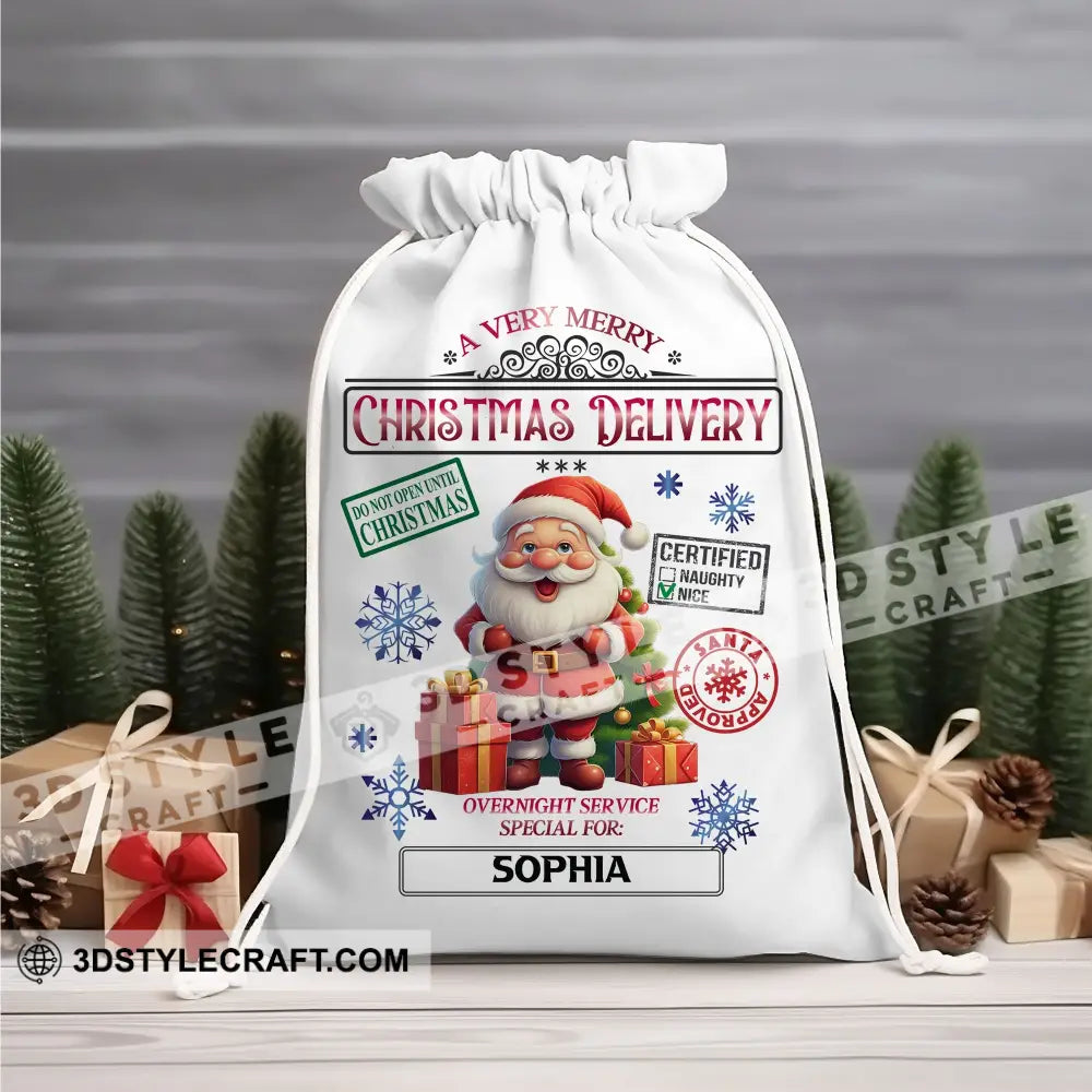 Santa Christmas Delivery Custom Name Personalized String Bag Gift