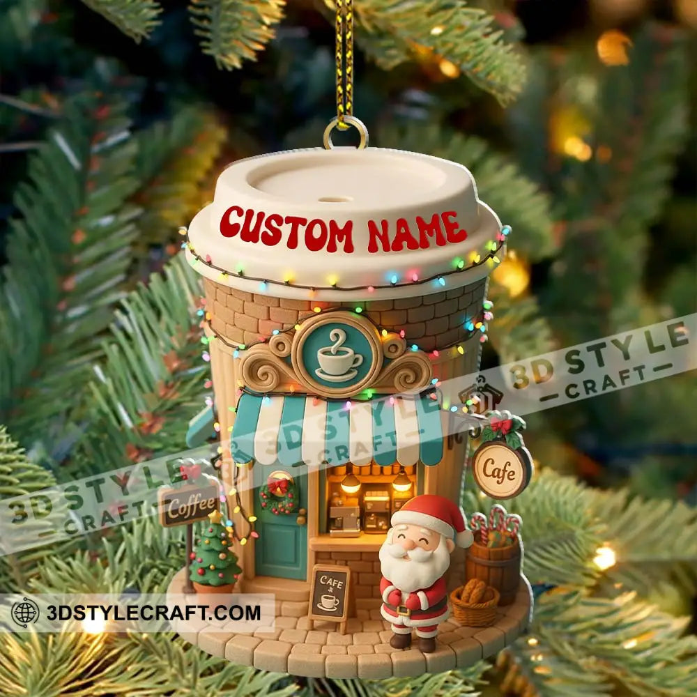 Santa Coffee Shop Home Decor Christmas Ornament Personalized Ornament Ornament