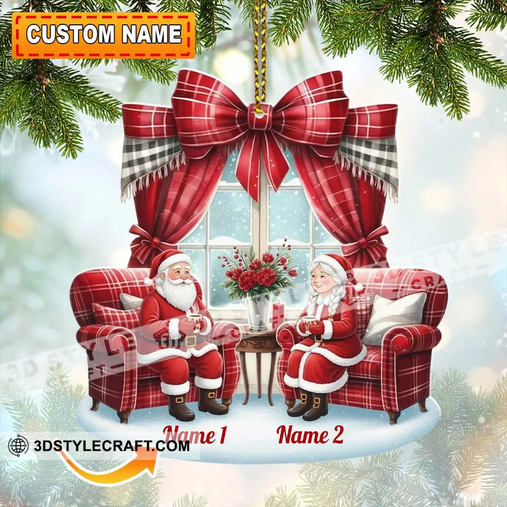 Santa Couple Christmas Home Decor Christmas Ornament Personalized Ornament 3.54’’ / 1 Ornament Ornament