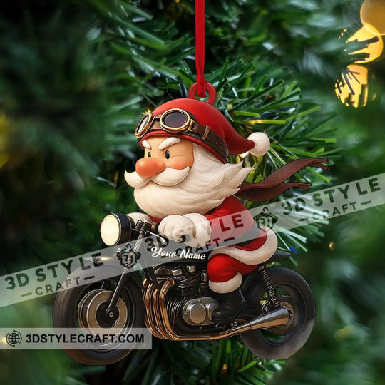 Santa Drives Motorbike Home Decor, Christmas Ornament, Personalized Ornament style option 4