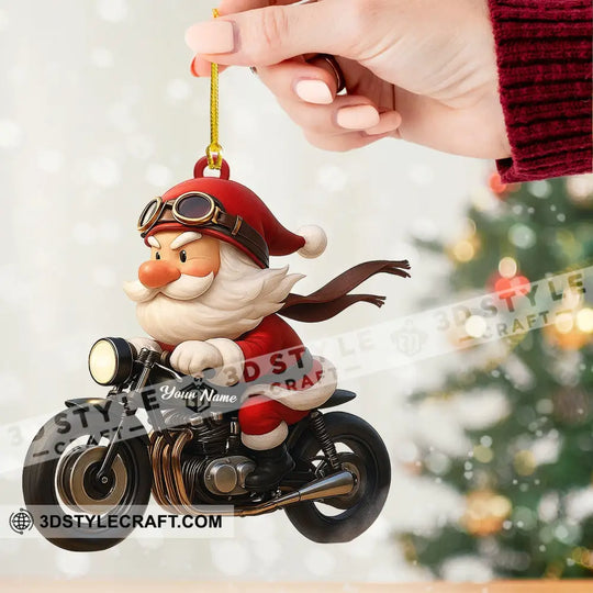 Santa Drives Motorbike Home Decor, Christmas Ornament, Personalized Ornament style option 2