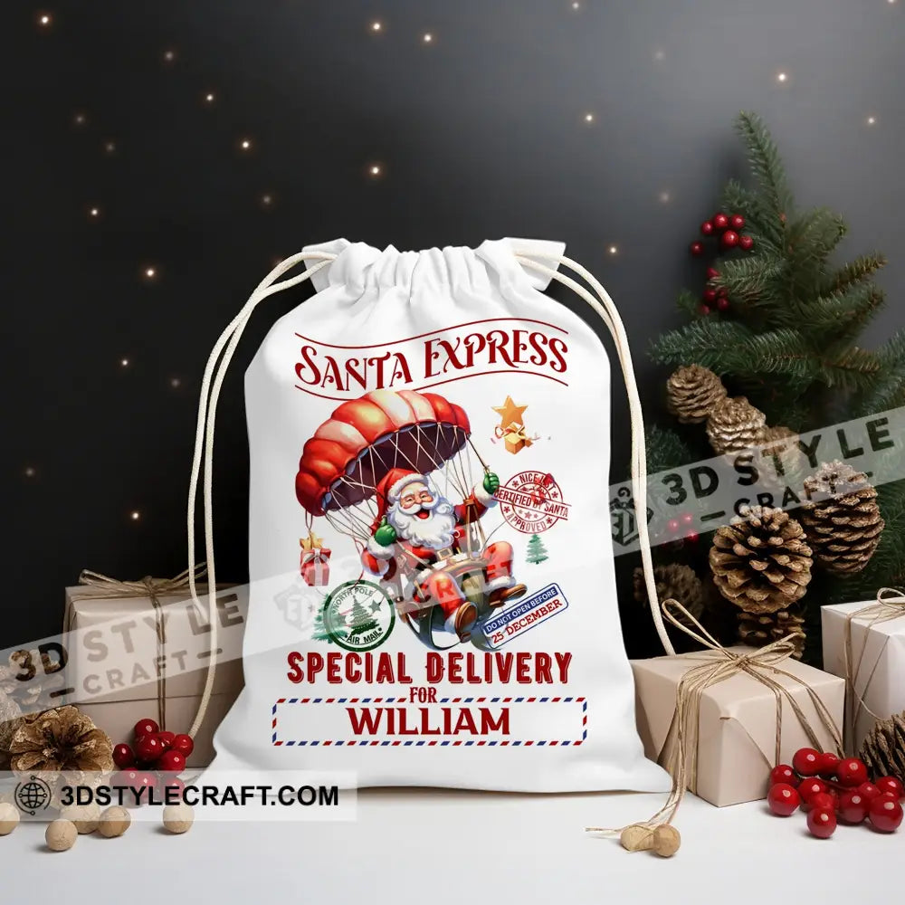 Santa Express Special For Custom Text Personalized String Bag Christmas Gift