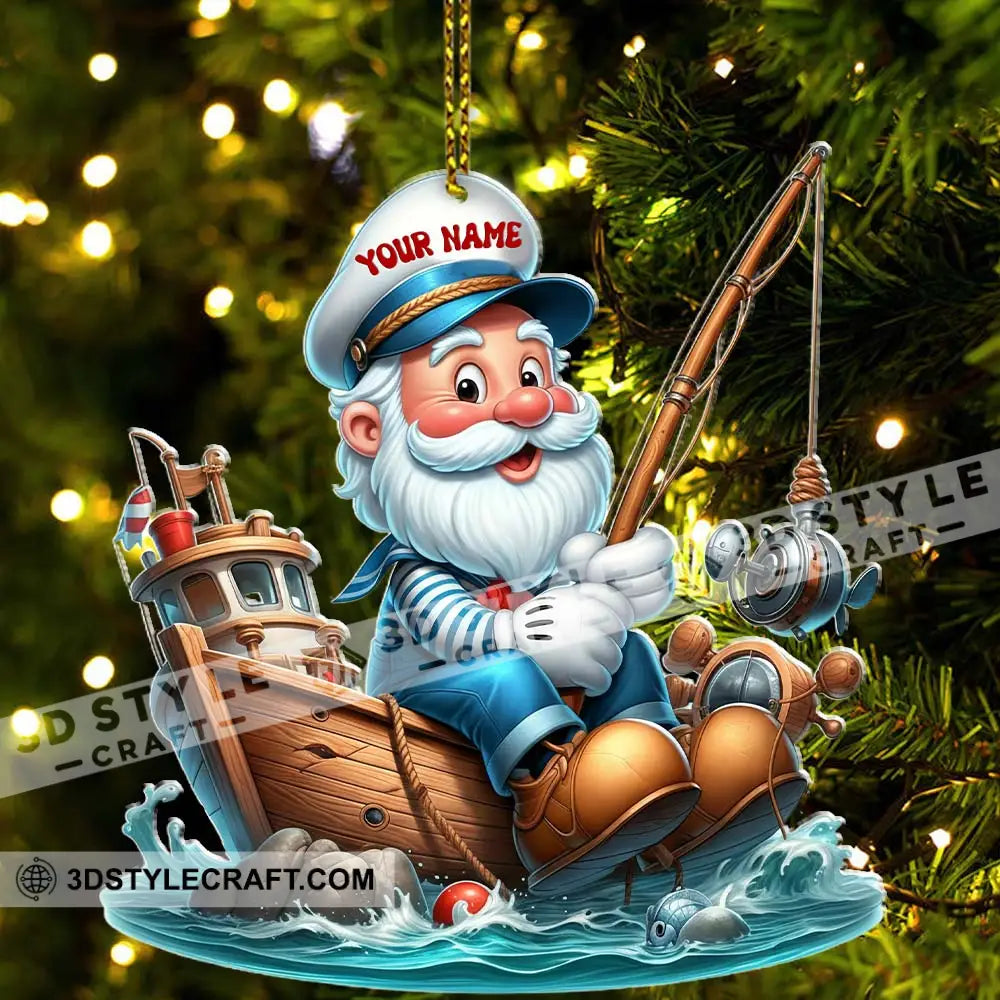 Santa Fishing Home Decor Christmas Ornament Personalized Ornament Ornament