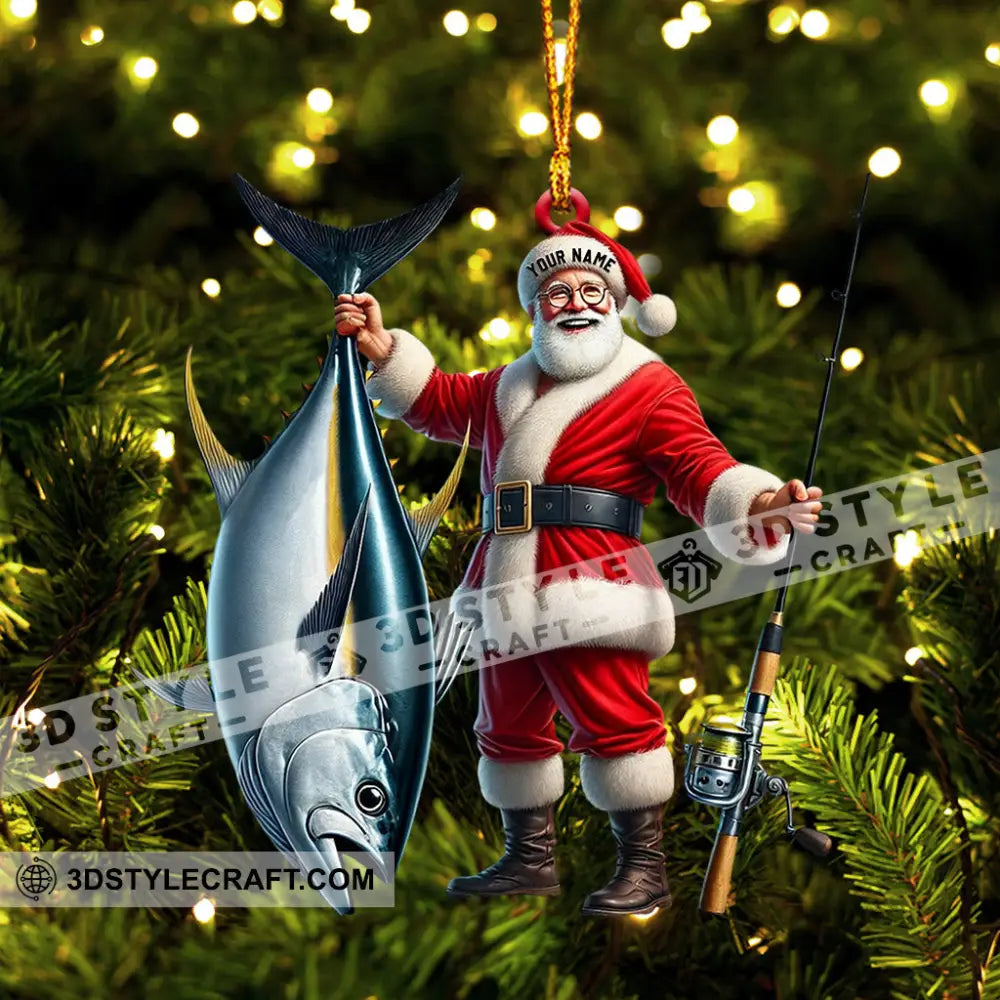 Santa Fishing Home Decor Christmas Ornament Personalized