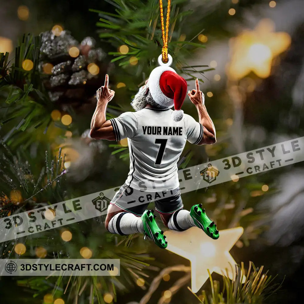 Santa Football Player Christmas Ornament Personalized