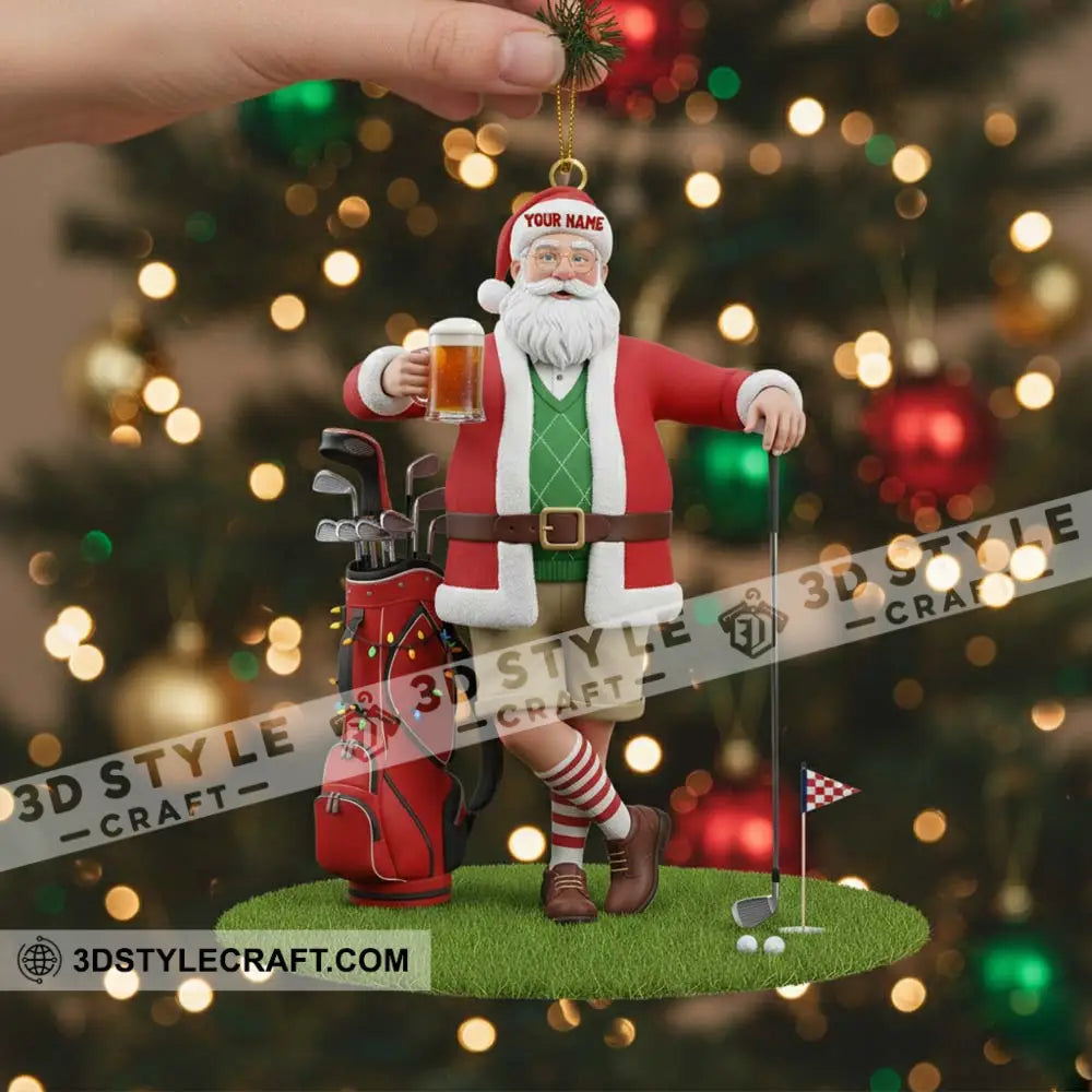 Santa Golf And Beer Home Decor Christmas Ornament Personalized Ornament Ornament