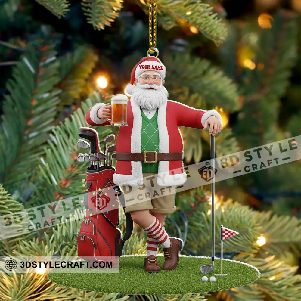 Santa Golf And Beer Home Decor Christmas Ornament Personalized Ornament Ornament