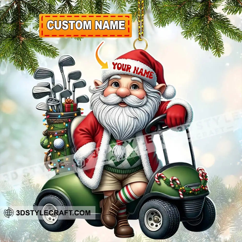 Santa Golf Car Home Decor Christmas Ornament Personalized Ornament 3.54’’ / 1 Ornament Ornament