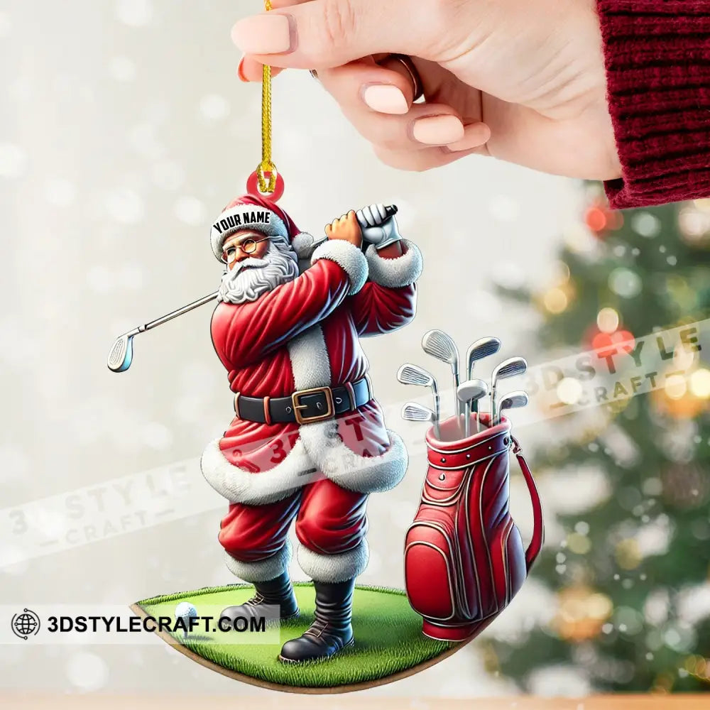 Santa Golf Christmas Ornament Personalized