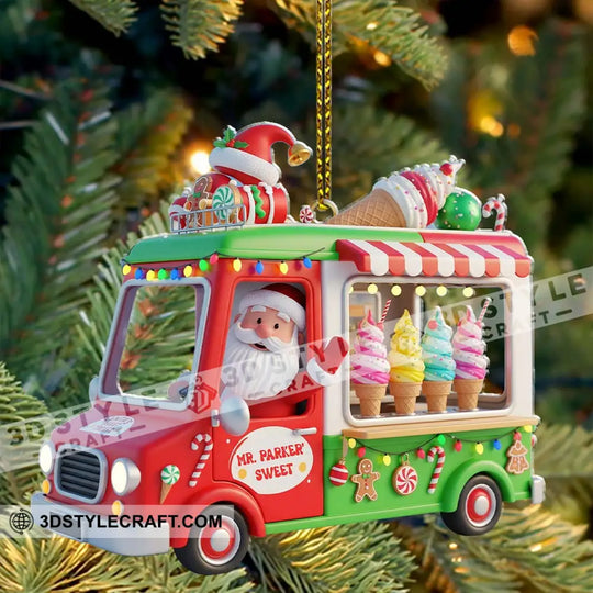 Santa Ice Cream Car, Home Decor, Christmas Ornament, Personalized Ornament style option 4