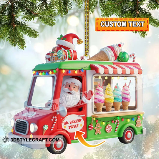 Santa Ice Cream Car, Home Decor, Christmas Ornament, Personalized Ornament style option 1
