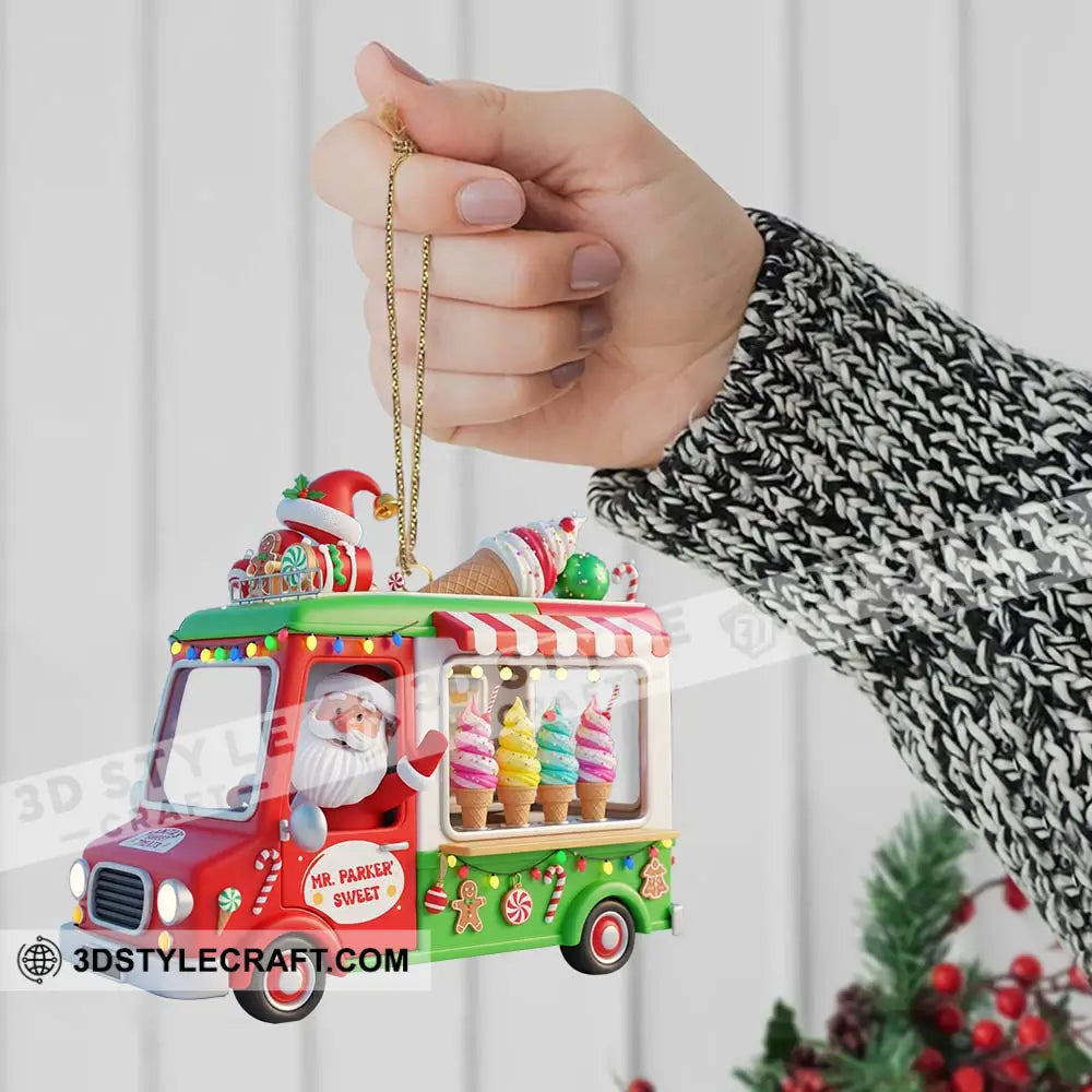 Santa Ice Cream Car Home Decor Christmas Ornament Personalized Ornament Ornament