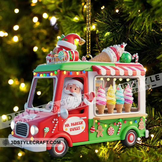 Santa Ice Cream Car, Home Decor, Christmas Ornament, Personalized Ornament style option 3