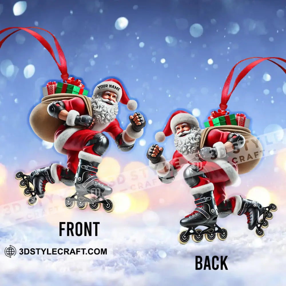 Santa Inline Skate Skating Home Decor Christmas Ornament Personalized