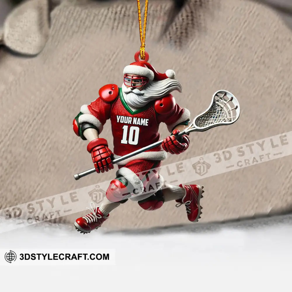 Santa Lacrosse Christmas Ornament Personalized