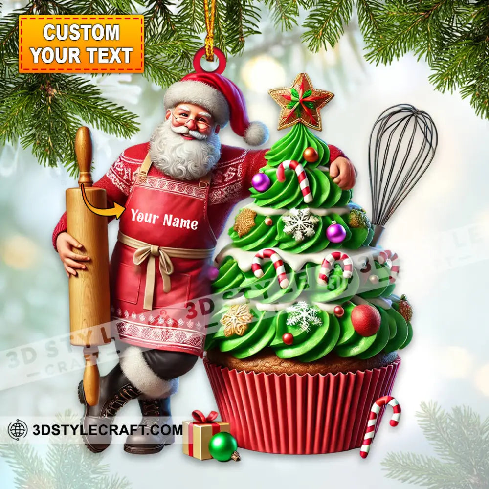 Santa Makes Cakes Christmas Ornament Personalized 3.54’’ / 1