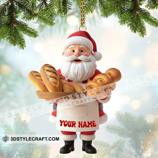 Santa Making Bread, Home Decor, Christmas Ornament, Personalized Ornament style option 4