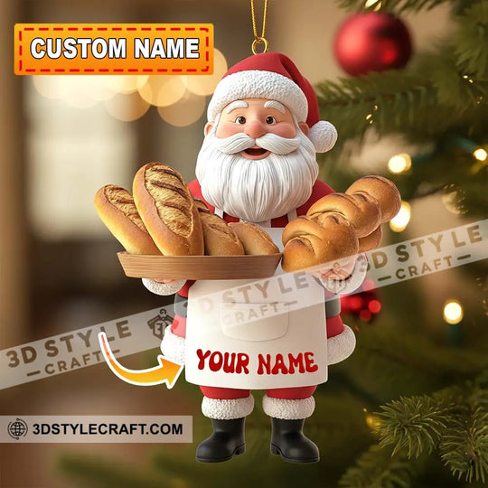 Santa Making Bread, Home Decor, Christmas Ornament, Personalized Ornament style option 1
