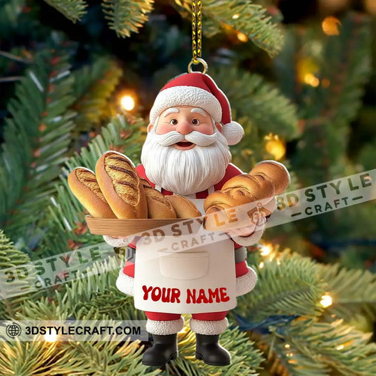 Santa Making Bread, Home Decor, Christmas Ornament, Personalized Ornament style option 2