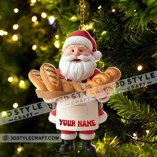 Santa Making Bread, Home Decor, Christmas Ornament, Personalized Ornament style option 3