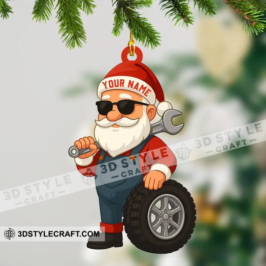 Santa Mechanic Christmas, Home Decor, Christmas Ornament, Personalized Ornament style option 1