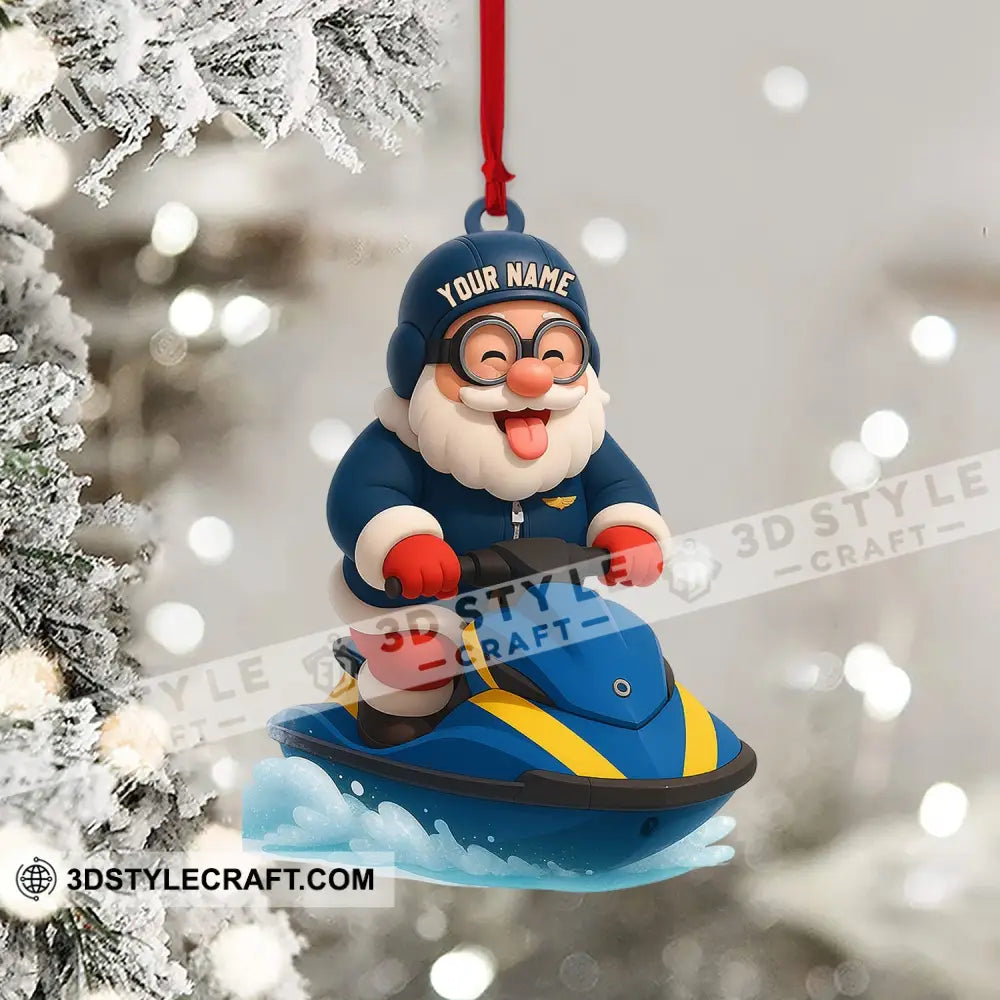 Santa On A Jet Ski: Making Waves This Christmas Home Decor Christmas Ornament Personalized Ornament Ornament