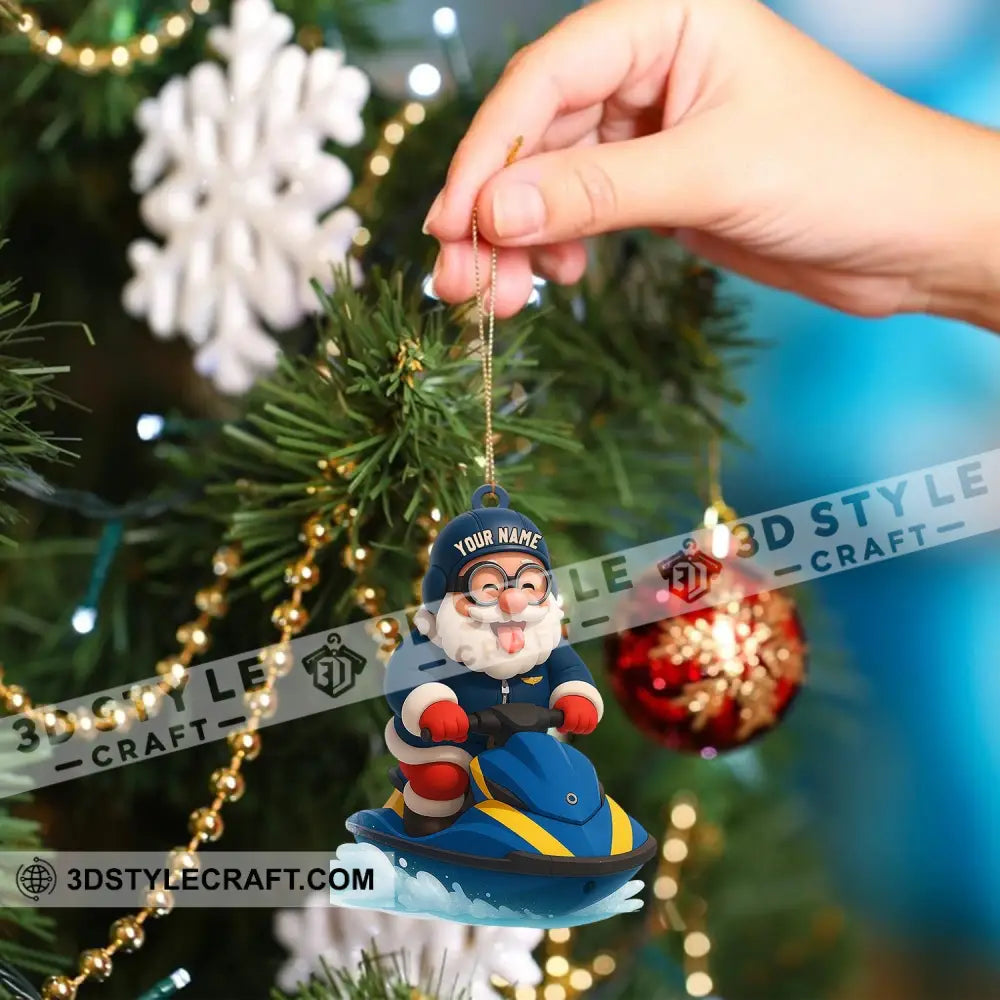 Santa On A Jet Ski: Making Waves This Christmas Home Decor Christmas Ornament Personalized Ornament Ornament